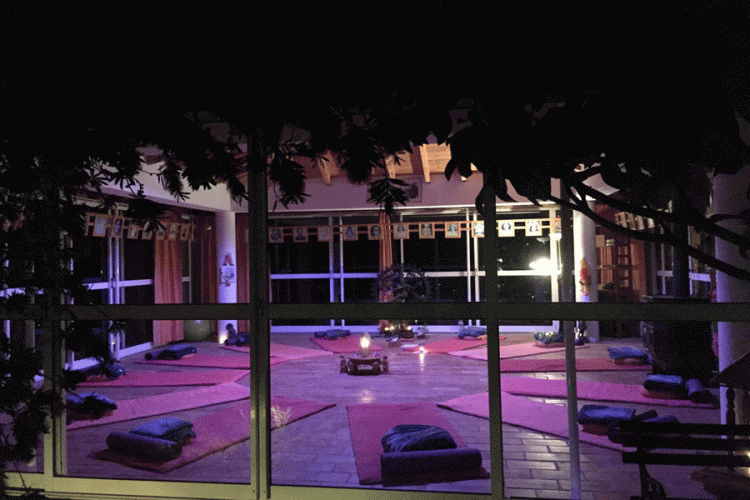yoga detox fasting temple at night